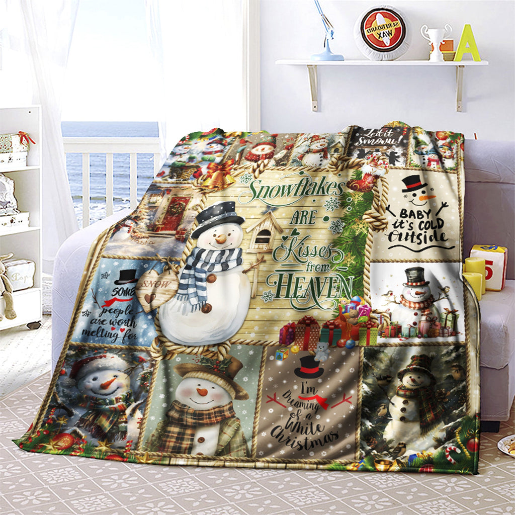 [Hot Selling] Cozy Snowman Christmas Blanket - Soft, Durable Polyester with 3D Printed Design - Perfect for Bed, Sofa, Camping & Travel - Available in Multiple Sizes Lootquake LLC