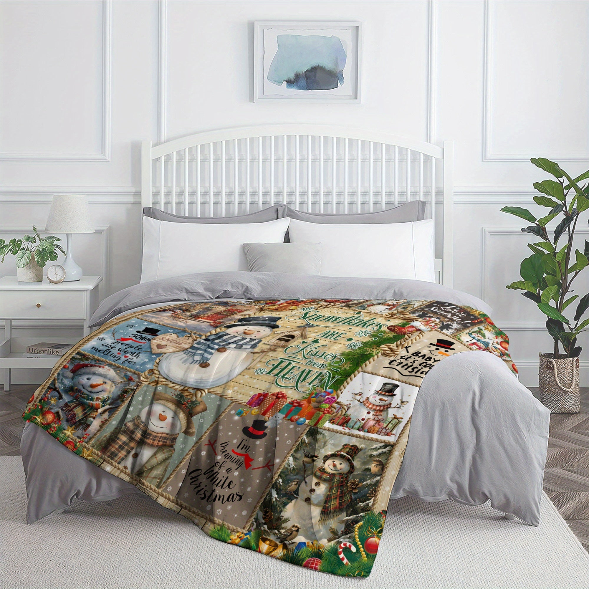 [Hot Selling] Cozy Snowman Christmas Blanket - Soft, Durable Polyester with 3D Printed Design - Perfect for Bed, Sofa, Camping & Travel - Available in Multiple Sizes Lootquake LLC