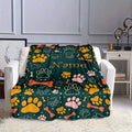 Personalized Dog Paw Pattern Blanket with Custom Name - Polyester Fiber, Chunky Knit Weave, Machine Washable, All-Season Travel & Nap Blanket - Ideal Anniversary Gift Lootquake LLC