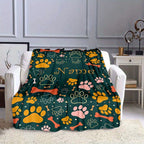 Personalized Dog Paw Pattern Blanket with Custom Name - Polyester Fiber, Chunky Knit Weave, Machine Washable, All-Season Travel & Nap Blanket - Ideal Anniversary Gift Lootquake LLC