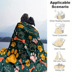 Personalized Dog Paw Pattern Blanket with Custom Name - Polyester Fiber, Chunky Knit Weave, Machine Washable, All-Season Travel & Nap Blanket - Ideal Anniversary Gift Lootquake LLC