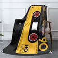 Retro Cassette Tape Design Throw Blanket - 100% Polyester, Soft Plush Nap Blanket for Couch, Sofa, Bed, Office, and Travel - Versatile Gift Blanket for All Seasons - Large Size with Area Over 2.16m² and Long Side Over 70.87i