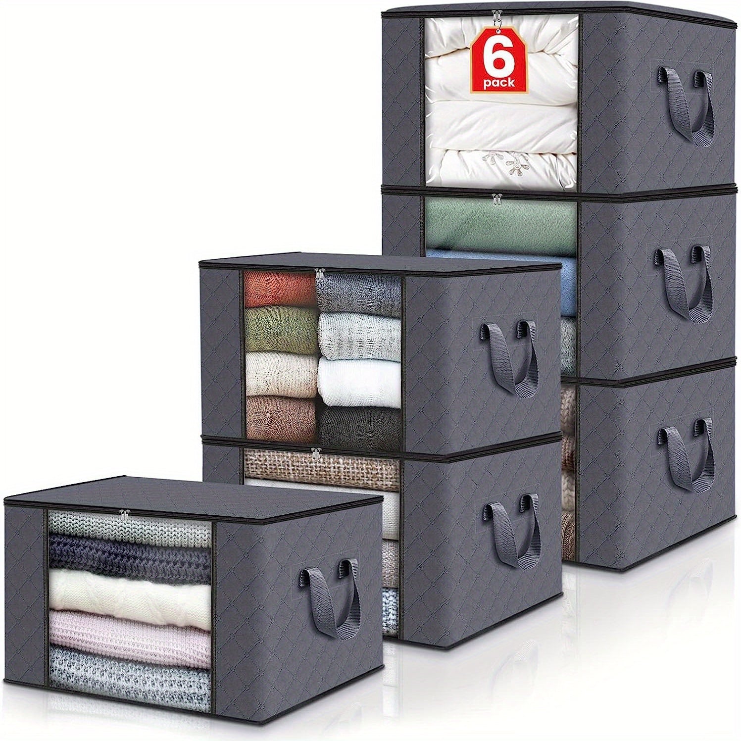3/6PCS Durable & Stylish Foldable Storage Boxes - Large Capacity Blanket Organizers for Effortless Home Organization, Perfect in Bedrooms, Closets, Dorms, Spas & Wardrobes Lootquake LLC