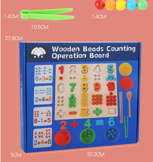 Children's Wooden Fine Action Digital Clip Beads Operation Board Digital Cognitive Color Matching Early Educational Toys Pi-Mart