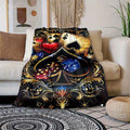 Retro Poker and Dice Design Polyester Blanket - 100% Plush Material, Warm, Lightweight, Versatile for Sofa, Bed, Travel, Picnic, Multipurpose Rectangle Chair Mat with Large Coverage Area Over 2.16m² and Longest Side Exceedin