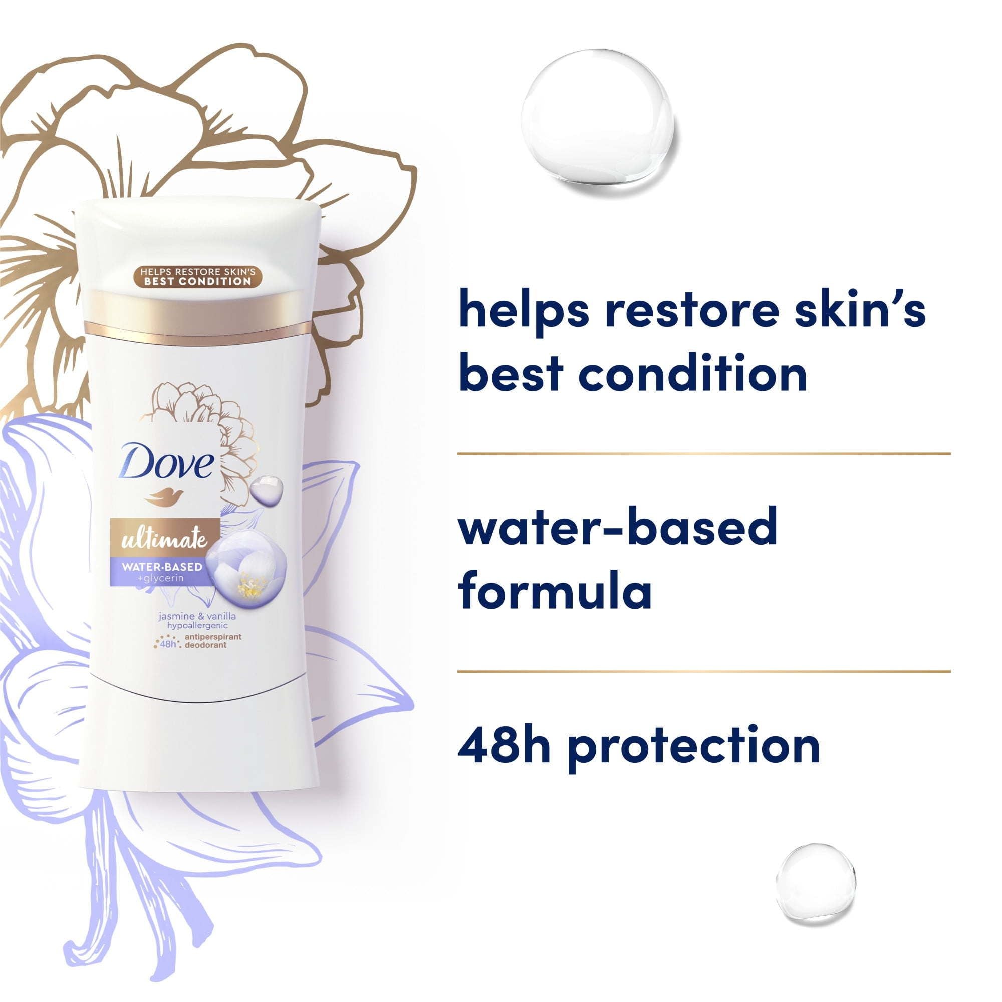 Dove Ultimate Antiperspirant Deodorant Stick Jasmine & Vanilla 2.6 oz EasyOptionXY LLC