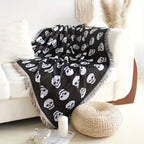 Skull Pattern Picnic Blanket, Machine Washable, Knit Weave, Multi-Functional Fringe Throw, Polyester Backing, for Outdoor Camping, Yoga Mat, Bed Sofa Living Room Decor, Machine Made