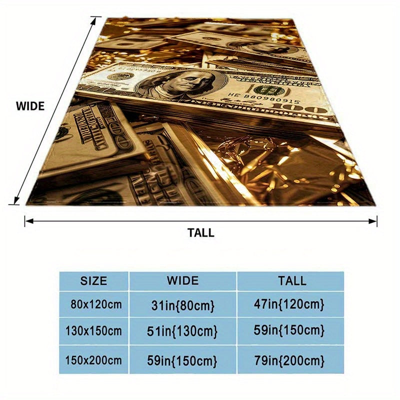 Luxurious Money Print Flannel Blanket – Cozy and Plush Polyester Throw for Sofa, Bed, and Office – Large Size for Camping, Multi-Purpose Gift for All Seasons – Premium Softness and Warmth Lootquake LLC