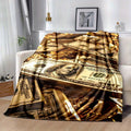 Luxurious Money Print Flannel Blanket – Cozy and Plush Polyester Throw for Sofa, Bed, and Office – Large Size for Camping, Multi-Purpose Gift for All Seasons – Premium Softness and Warmth Lootquake LLC