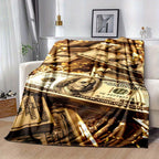 Luxurious Money Print Flannel Blanket – Cozy and Plush Polyester Throw for Sofa, Bed, and Office – Large Size for Camping, Multi-Purpose Gift for All Seasons – Premium Softness and Warmth Lootquake LLC