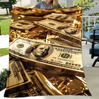 Luxurious Money Print Flannel Blanket – Cozy and Plush Polyester Throw for Sofa, Bed, and Office – Large Size for Camping, Multi-Purpose Gift for All Seasons – Premium Softness and Warmth Lootquake LLC