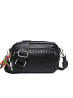 Women Small Crossbody Bag Beige With Multiple Pockets Trendy Tassel Compact Organized Square Purse Black With Wide Comfortable Nylon Guitar Strap - SJB-DIAMOND ELITES