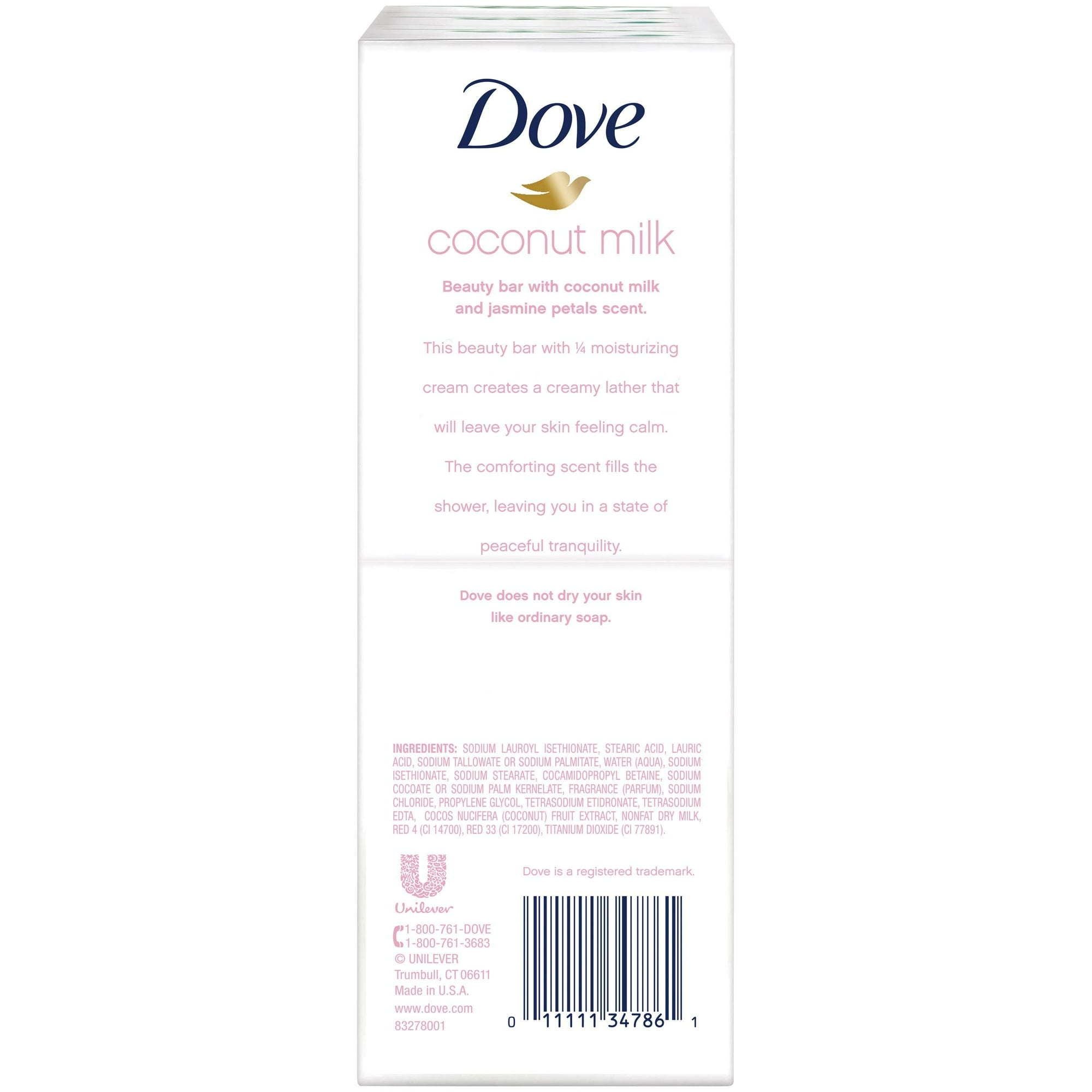 Dove Restoring Coconut Cocoa Butter Beauty Bar Soap All Skin Type 3.75 oz, 6 Counts