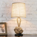 Metal Table Lamp American Retro Bedroom Fabric Craft Hemp Rope Pi-Mart