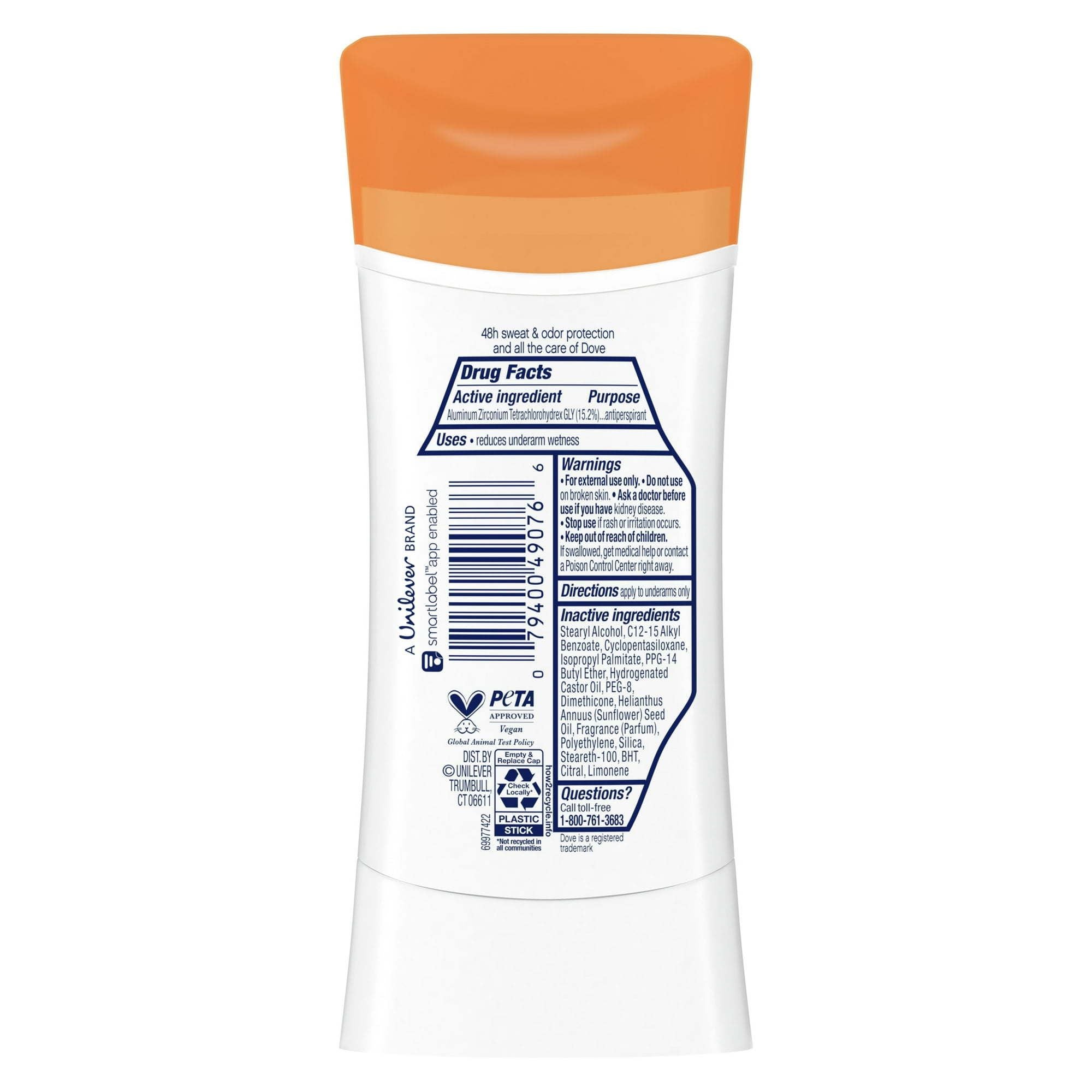 Dove Teens Long Lasting Women's Antiperspirant Deodorant Stick, Mango Sunshine, 2.6 oz