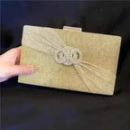 Diamond button-filled square clutch bag Diagonal wedding birthday