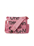 Canvas Messenger Bag Crossbody Bag Letter Printed Waterproof Shoulder Nylon College Student Women's Shoulder Bag Goth Punk Shoulder Satchels Harajuku Grunge Handbag - SJB-DIAMOND ELITES