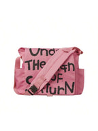 Canvas Messenger Bag Crossbody Bag Letter Printed Waterproof Shoulder Nylon College Student Women's Shoulder Bag Goth Punk Shoulder Satchels Harajuku Grunge Handbag - SJB-DIAMOND ELITES