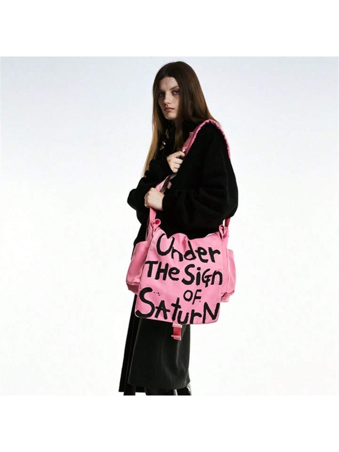Canvas Messenger Bag Crossbody Bag Letter Printed Waterproof Shoulder Nylon College Student Women's Shoulder Bag Goth Punk Shoulder Satchels Harajuku Grunge Handbag - SJB-DIAMOND ELITES