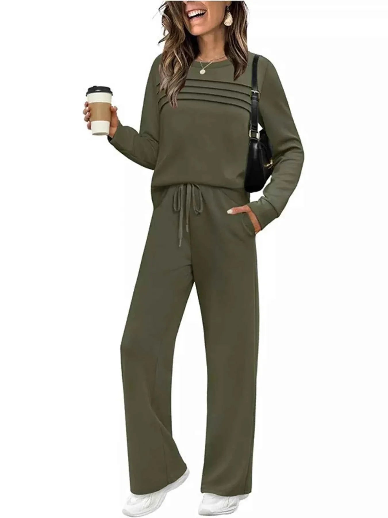 Plus Comfort Duo: Versatile Top & Pants Ensemble THRIXINE