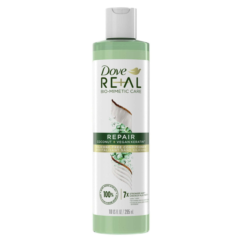 Dove Real Bio-Mimetic Care Daily Conditioner with Vegan Keratin, Coconut, 10 fl oz