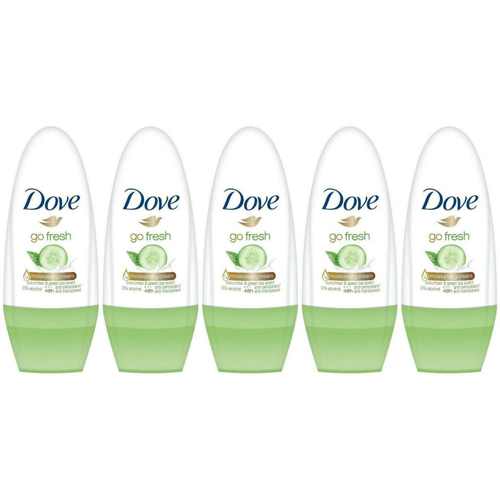 Dove Go Fresh Cucumber & Green Tea Scent Antiperspirant Roll-on, 50 Ml / 1.7 Ounce (Pack of 5)