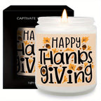 Happy Thanksgiving Day Scented Candle Fall Themed Autumn Orange Pumpkin Terracotta Burnt Rustic Farmhouse November Give Thanks Decoration Gift Idea for Home Women Woman Hostess Men Friends Her Mom Wife Grandma Cute Item Lootquake LLC
