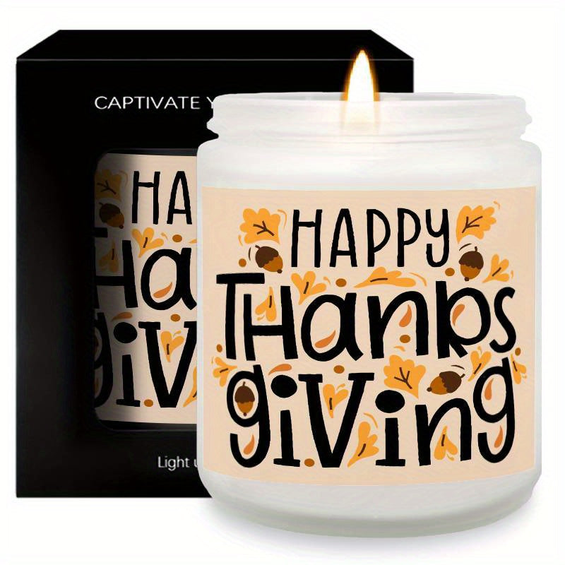 Happy Thanksgiving Day Scented Candle Fall Themed Autumn Orange Pumpkin Terracotta Burnt Rustic Farmhouse November Give Thanks Decoration Gift Idea for Home Women Woman Hostess Men Friends Her Mom Wife Grandma Cute Item Lootquake LLC