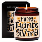 Happy Thanksgiving Day Scented Candle Fall Themed Autumn Orange Pumpkin Terracotta Burnt Rustic Farmhouse November Give Thanks Decoration Gift Idea for Home Women Woman Hostess Men Friends Her Mom Wife Grandma Cute Item Lootquake LLC