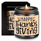 Happy Thanksgiving Day Scented Candle Fall Themed Autumn Orange Pumpkin Terracotta Burnt Rustic Farmhouse November Give Thanks Decoration Gift Idea for Home Women Woman Hostess Men Friends Her Mom Wife Grandma Cute Item Lootquake LLC