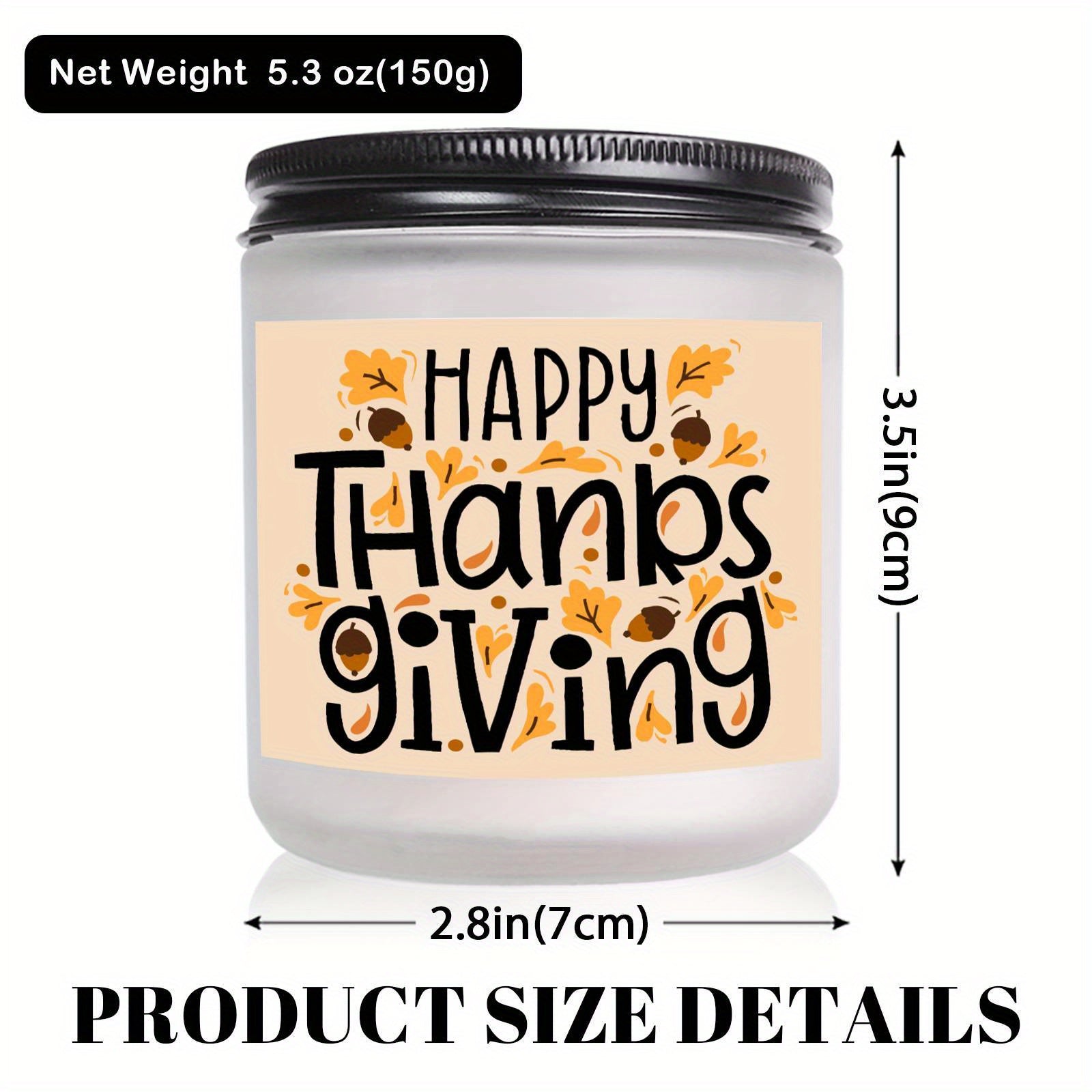 Happy Thanksgiving Day Scented Candle Fall Themed Autumn Orange Pumpkin Terracotta Burnt Rustic Farmhouse November Give Thanks Decoration Gift Idea for Home Women Woman Hostess Men Friends Her Mom Wife Grandma Cute Item Lootquake LLC
