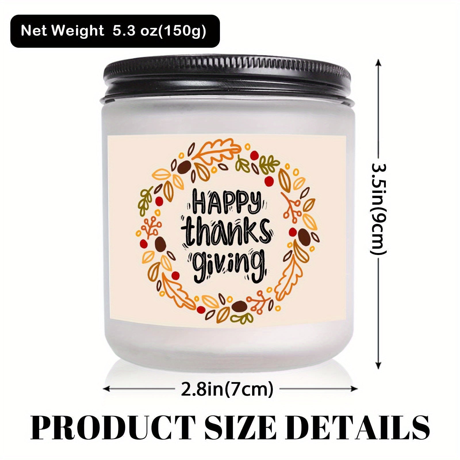 Happy Thanksgiving Day Scented Candle Fall Themed Autumn Orange Terracotta Burnt Rustic Farmhouse November Harvest Give Thanks Decoration Gift Idea for Home Women Woman Hostess Men Friends Her Mom Wife Grandma Cute Ite