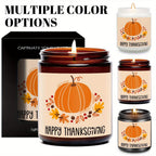Happy Thanksgiving Day Scented Candle Fall Themed Autumn Orange Pumpkin Terracotta Burnt Rustic Farmhouse November Give Thanks Decoration Gift Idea for Home Women Woman Hostess Men Friends Her Mom Wife Grandma Cute Item Lootquake LLC