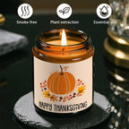 Happy Thanksgiving Day Scented Candle Fall Themed Autumn Orange Pumpkin Terracotta Burnt Rustic Farmhouse November Give Thanks Decoration Gift Idea for Home Women Woman Hostess Men Friends Her Mom Wife Grandma Cute Item Lootquake LLC