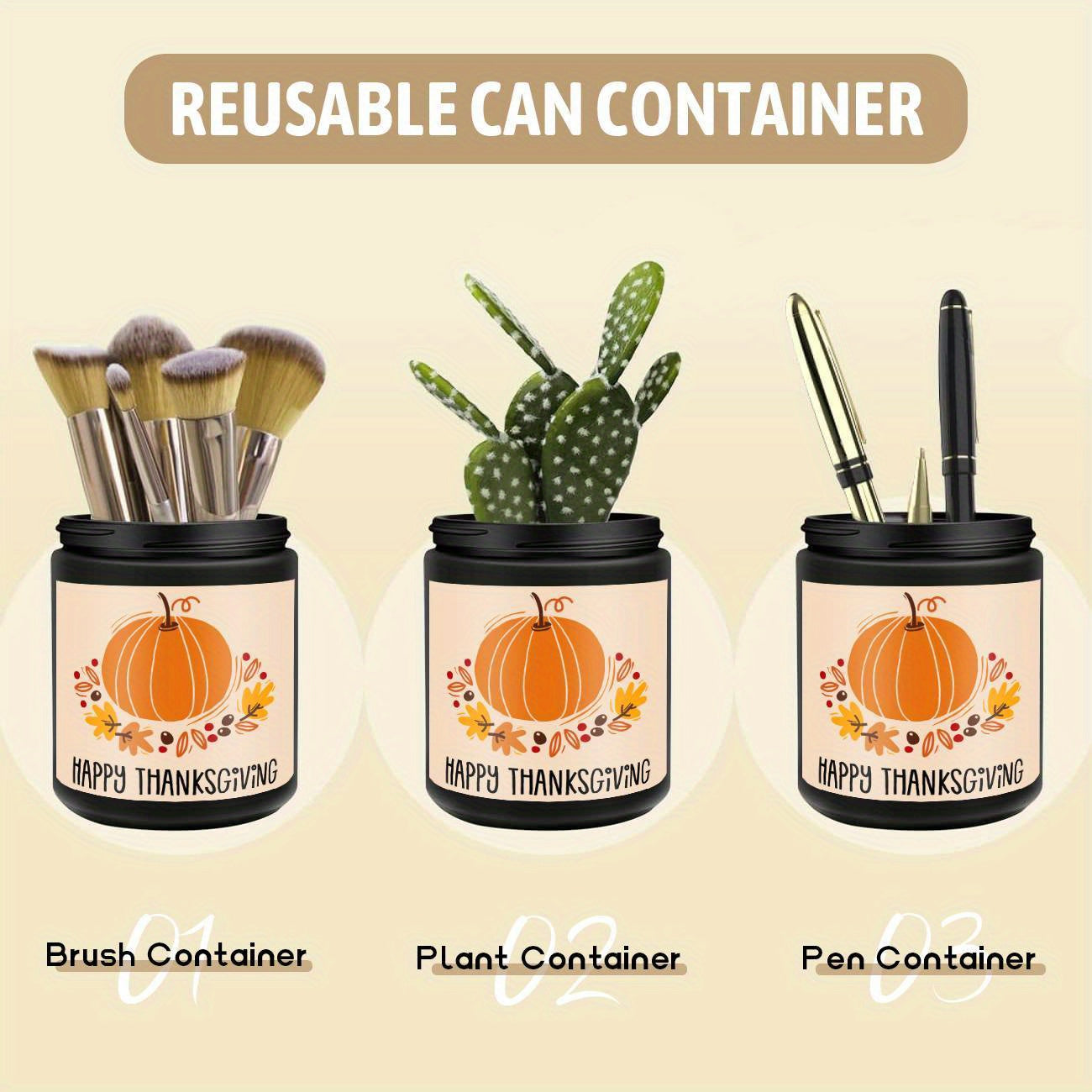 Happy Thanksgiving Day Scented Candle Fall Themed Autumn Orange Pumpkin Terracotta Burnt Rustic Farmhouse November Give Thanks Decoration Gift Idea for Home Women Woman Hostess Men Friends Her Mom Wife Grandma Cute Item Lootquake LLC