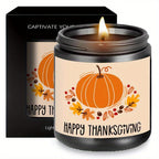Happy Thanksgiving Day Scented Candle Fall Themed Autumn Orange Pumpkin Terracotta Burnt Rustic Farmhouse November Give Thanks Decoration Gift Idea for Home Women Woman Hostess Men Friends Her Mom Wife Grandma Cute Item Lootquake LLC