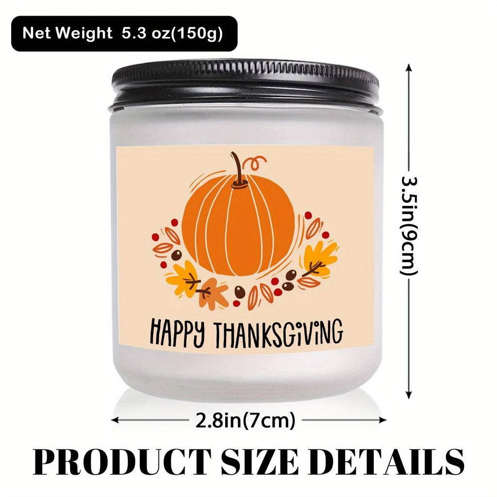 Happy Thanksgiving Day Scented Candle Fall Themed Autumn Orange Pumpkin Terracotta Burnt Rustic Farmhouse November Give Thanks Decoration Gift Idea for Home Women Woman Hostess Men Friends Her Mom Wife Grandma Cute Item Lootquake LLC
