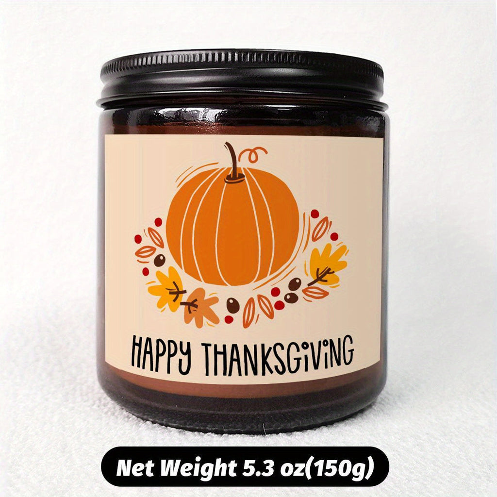 Happy Thanksgiving Day Scented Candle Fall Themed Autumn Orange Pumpkin Terracotta Burnt Rustic Farmhouse November Give Thanks Decoration Gift Idea for Home Women Woman Hostess Men Friends Her Mom Wife Grandma Cute Item Lootquake LLC