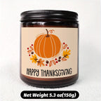 Happy Thanksgiving Day Scented Candle Fall Themed Autumn Orange Pumpkin Terracotta Burnt Rustic Farmhouse November Give Thanks Decoration Gift Idea for Home Women Woman Hostess Men Friends Her Mom Wife Grandma Cute Item Lootquake LLC