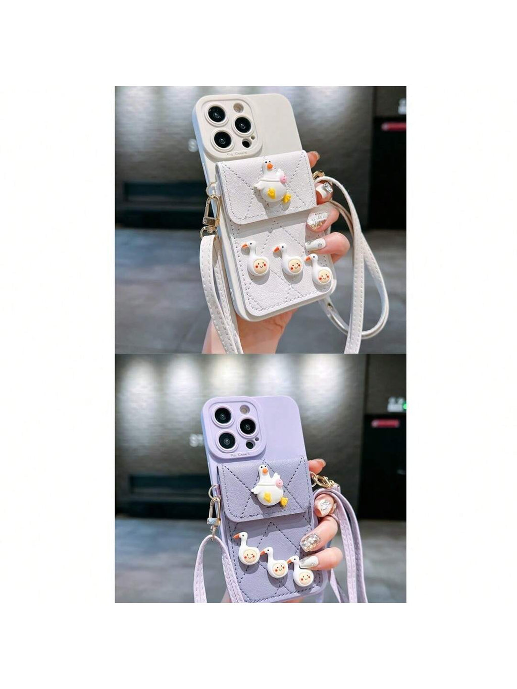 IPhone14promax/13pro , Wallet Phone Case Cute Leather Case With Card Holder Crossbody Cover For Women Girls Strap Wristlet RFID Blocking Shockproof Protective Cover - SJB-DIAMOND ELITES