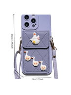 IPhone14promax/13pro , Wallet Phone Case Cute Leather Case With Card Holder Crossbody Cover For Women Girls Strap Wristlet RFID Blocking Shockproof Protective Cover - SJB-DIAMOND ELITES