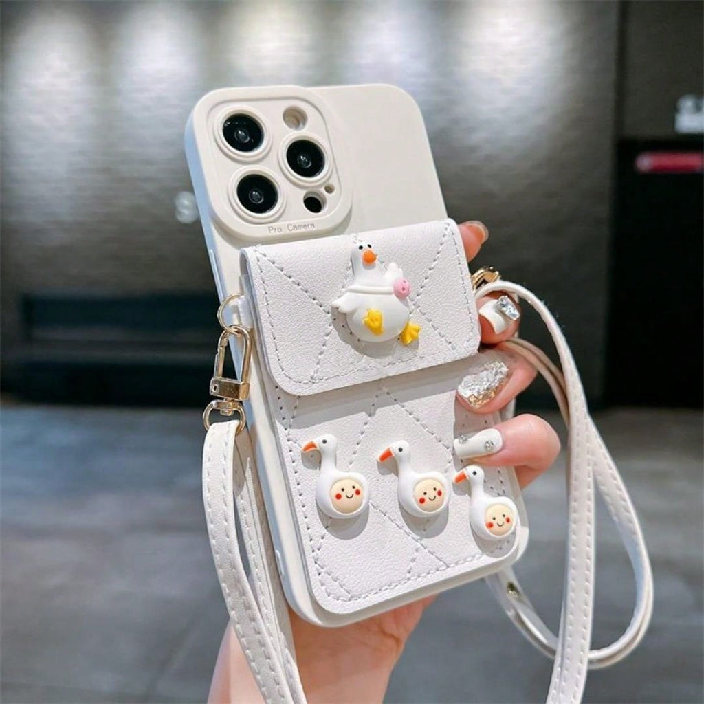 IPhone14promax/13pro , Wallet Phone Case Cute Leather Case With Card Holder Crossbody Cover For Women Girls Strap Wristlet RFID Blocking Shockproof Protective Cover - SJB-DIAMOND ELITES