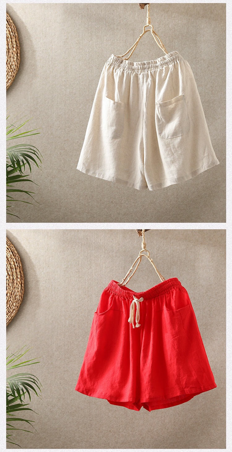 Cotton Linen Shorts for Women Loose Pants Retro Casual SHT08210501 - SJB-DIAMOND ELITES
