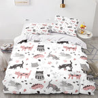 Cat Series 3d Digital Printed Quilt Cover Three-piece Set Pi-Mart