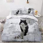 Cat Series 3d Digital Printed Quilt Cover Three-piece Set Pi-Mart