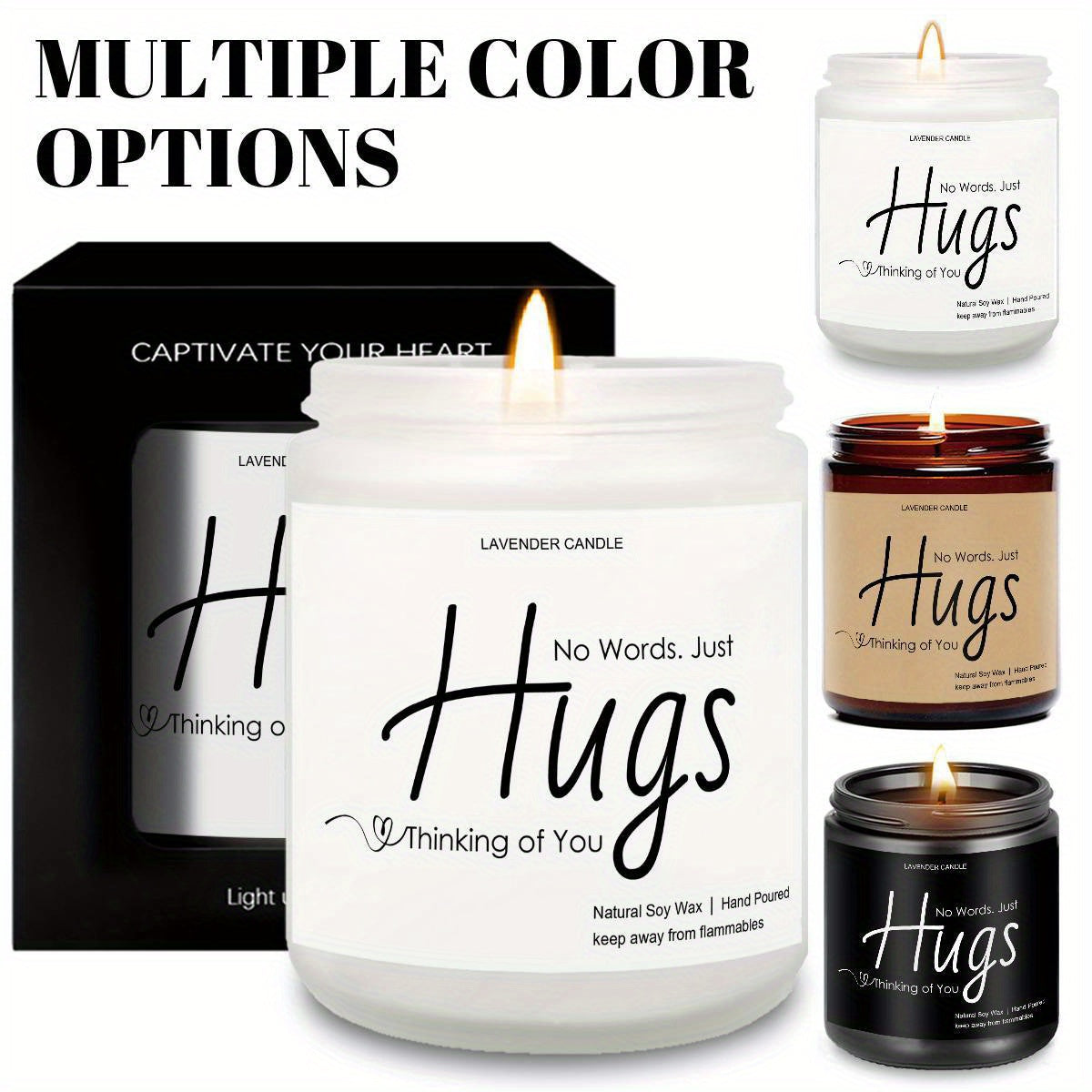 Just Hugs Scented Candle Get Well Soon Gift Idea for Women Men Friend Loss of Loved One Memorial Condolences Bereavement Sympathy Illness Cancer Surgery Recovery Get Well Soon Feel Better Thinking of You Encouragement Inspira Lootquake LLC
