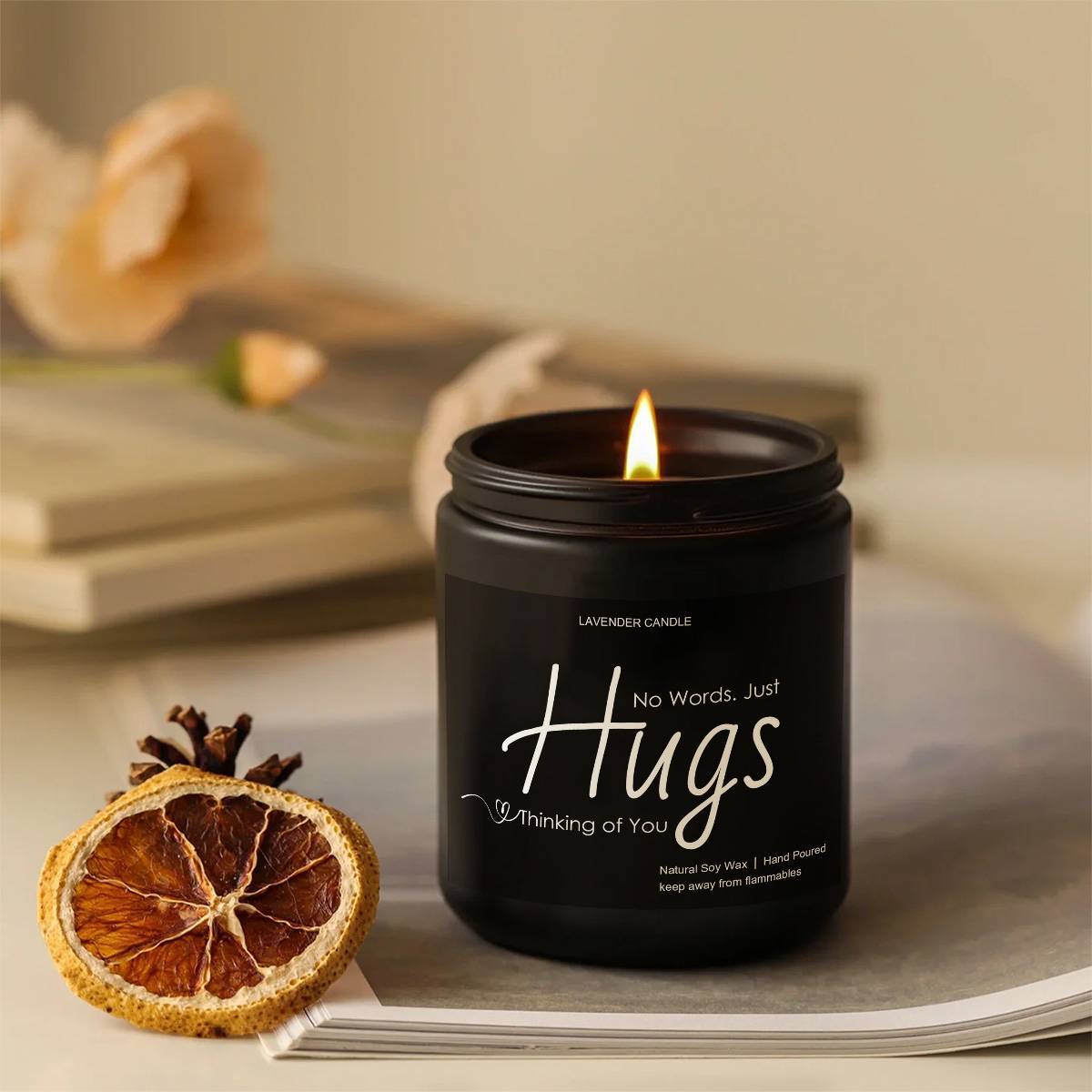 Just Hugs Scented Candle Get Well Soon Gift Idea for Women Men Friend Loss of Loved One Memorial Condolences Bereavement Sympathy Illness Cancer Surgery Recovery Get Well Soon Feel Better Thinking of You Encouragement Inspira Lootquake LLC