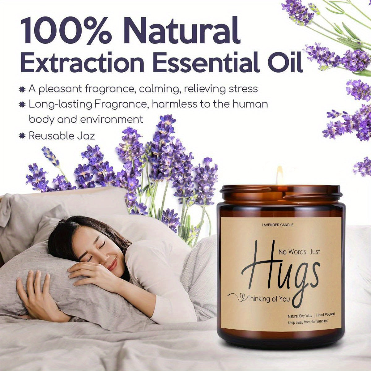 Just Hugs Scented Candle Get Well Soon Gift Idea for Women Men Friend Loss of Loved One Memorial Condolences Bereavement Sympathy Illness Cancer Surgery Recovery Get Well Soon Feel Better Thinking of You Encouragement Inspira Lootquake LLC