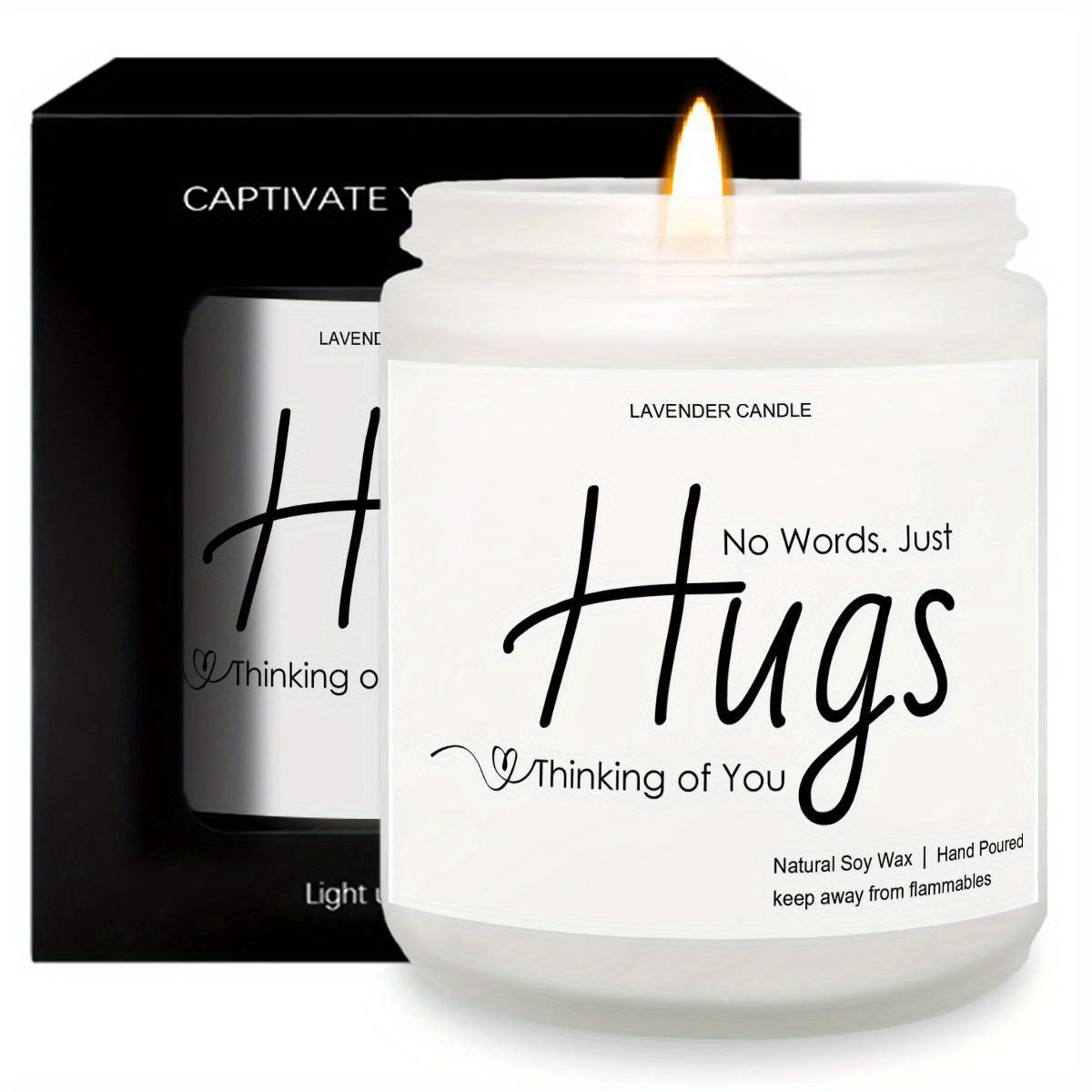 Just Hugs Scented Candle Get Well Soon Gift Idea for Women Men Friend Loss of Loved One Memorial Condolences Bereavement Sympathy Illness Cancer Surgery Recovery Get Well Soon Feel Better Thinking of You Encouragement Inspira Lootquake LLC