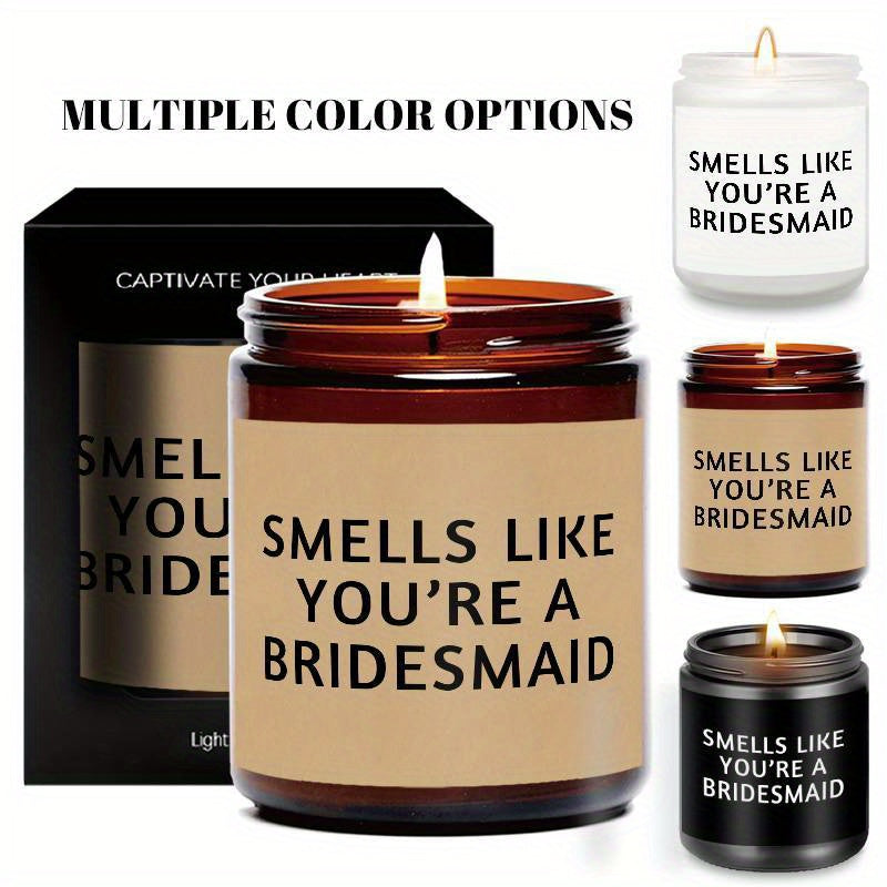 Bridesmaid Lavender Scented Candle Gift Ideas for Women Her Female Best Friends Bestie Sister From Bride and Groom Funny Cute Unique Bridemaid Officiant Gifts for Wedding Day Home Decor Essential Present